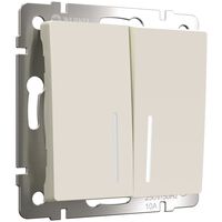 Выключатель двухклавишный проходной с подсветкой (айвори матовый) / W1122162
