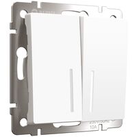 Выключатель двухклавишный проходной с подсветкой (белый матовый) / W1122161