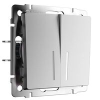 Выключатель двухклавишный с подсветкой (серебряный матовый) / W1120165