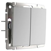 Выключатель двухклавишный с самовозвратом (серебряный) / W1122406