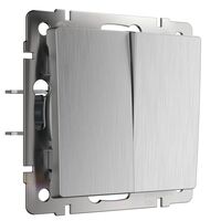 Выключатель двухклавишный проходной (cеребряный рифленый) / W1122009