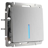 Выключатель одноклавишный с подсветкой (серебряный рифленый) / W1110109