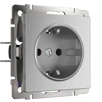 Розетка с заземлением (cеребряный рифленый) / W1171009