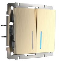 Выключатель двухклавишный с подсветкой (шампань рифленый) / W1120110