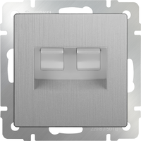 Розетка телефонная RJ-11 и Еthernet RJ-45 (cеребряный рифленый) / WL09-RJ11-45