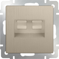 Розетка телефонная RJ-11 и Еthernet RJ-45 (шампань рифленый) / WL10-RJ11-45