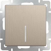 Выключатель одноклавишный проходной с подсветкой (шампань рифленый) / WL10-SW-1G-2W-LED