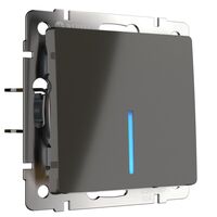 Выключатель одноклавишный проходной с подсветкой (серо-коричневый) / WL07-SW-1G-2W-LED