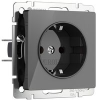 Розетка с заземлением и шторками (графит акрил) / W1171144