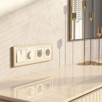 Рамка на 4 поста (айвори/латунь, Baguette) / W0042851