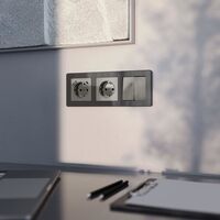 Розетка с заземлением (графит акрил) / W1171044