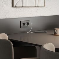 Розетка с заземлением, шторками и USB тип A+C (графит акрил) / W1171744