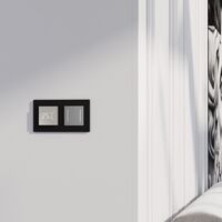 Умный сенсорный выключатель двухклавишный (серебряный) / W4523006