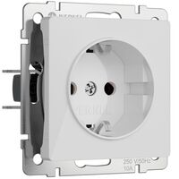 Розетка с заземлением и шторками (белый акрил) / W1171141