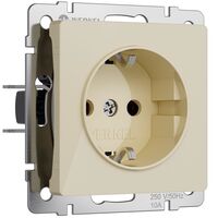 Розетка с заземлением и шторками (айвори акрил) / W1171143