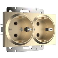 Розетка двойная с заземлением (шампань  рифленый) / W1172010