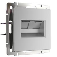 Розетка двойная Ethernet RJ-45 (серебряный) / WL06-RJ45+RJ45