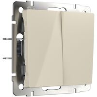 Выключатель двухклавишный проходной (слоновая кость) / WL03-SW-2G-2W-ivory