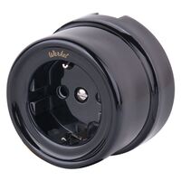 Розетка с заземлением (черный) Ретро / W5671008