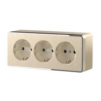 Розетка тройная с заземлением и шторками Gallant (шампань рифленый) / W5073110