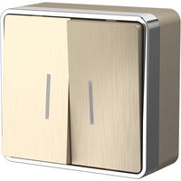 Выключатель двухклавишный с подсветкой Gallant (шампань рифленый) / WL15-03-03