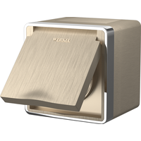 Розетка влагозащ. с зазем. с защит. крышкой и шторками Gallant (шампань рифленый) / WL15-02-04