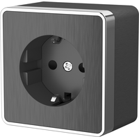 Розетка с заземлением и шторками Gallant (графит рифленый) / WL15-02-02