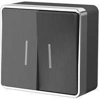 Выключатель двухклавишный с подсветкой Gallant (графит рифленый) / WL15-03-03