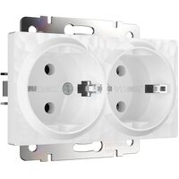 Розетка двойная с заземлением (белый, Hammer) / W1272001