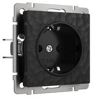 Розетка с заземлением и шторками (черный, Hammer) / W1271108
