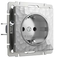 Розетка с заземлением и шторками (серебряный, Hammer) / W1271106