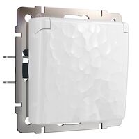 Розетка влагозащ. с зазем. с защит. крышкой и шторками (белый, Hammer) / W1271201