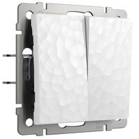 Выключатель двухклавишный проходной (белый, Hammer) / W1222001