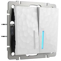 Выключатель двухклавишный с подсветкой (белый, Hammer) / W1220101