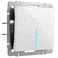 Выключатель одноклавишный проходной с подсветкой (белый, Hammer) / W1212101