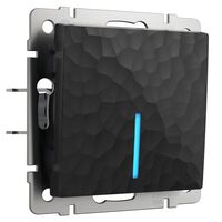 Выключатель одноклавишный проходной с подсветкой (черный, Hammer) / W1212108