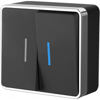 Выключатель двухклавишный с подсветкой Gallant (черный/хром) / WL15-03-03