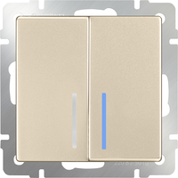 Выключатель двухклавишный с подсветкой (шампань) / WL11-SW-2G-LED