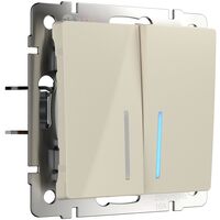 Выключатель двухклавишный с подсветкой (слоновая кость) / W1120103