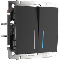 Выключатель двухклавишный с подсветкой (черный матовый) / W1120108