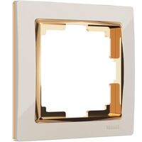 Рамка на 1 пост (слоновая кость/золото, Snabb) / W0011932