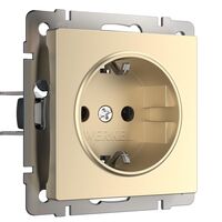 Розетка с заземлением и шторками (шампань) / W1171111