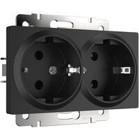 Розетка двойная с заземлением (черный матовый) / W1172008