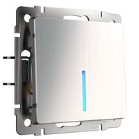 Выключатель одноклавишный проходной с подсветкой (глянцевый никель) / W1112102