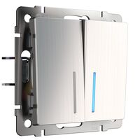 Выключатель двухклавишный проходной с подсветкой (глянцевый никель) / W1122102