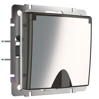 Розетка влагозащ. с зазем. с защит. крышкой и шторками (глянцевый никель) / W1171202