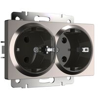 Розетка двойная с заземлением (глянцевый никель) / W1172002