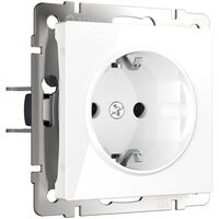 Розетка с заземлением, безвинтовой зажим (белая) / W1171301