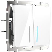 Выключатель двухклавишный с подсветкой (белый) / W1120101