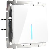 Выключатель одноклавишный проходной с подсветкой (белый) / W1112101